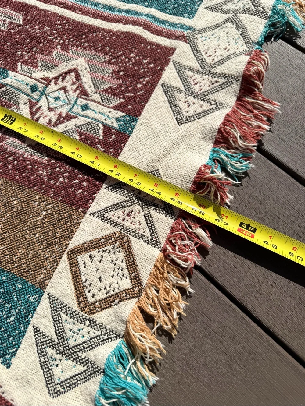 USA Tapestry Aztec Navajo Southwest Ranch Cotton Fringe Blanket Picnic 69x47